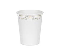 Vasos de papel de 220 ml con adornos dorados, juego de 6 vasos desechables, vasos desechables, vasos de cartón, vasos para bebidas para bodas, cumpleaños, decoración de mesa y accesorios de fiesta