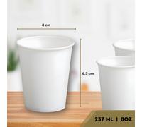 ECOVELO' Bicchieri in Carta Bianchi Monouso | Resistenti, termici Cappuccino, tisane, Tè, cocktail bevande asporto | Ecologici, Compostabili, riciclabili per Bar,Eventi,Uffici,Catering 237 ml 100 pz
