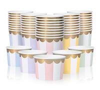 Vasos de papel para helado - 50 cuencos desechables de 9 onzas para alimentos calientes o fríos, suministros de fiesta de 9 onzas, tazas de dulces para Sundae, yogur congelado, sopa, 5 colores de
