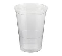 Vasos de plástico LogiPack GeRo: vasos con marca de calibración de 0,4 l | Vasos desechables de plástico duro (PP), transparentes | Vasos para cerveza y fiestas: vasos de plástico, 100 unidades.