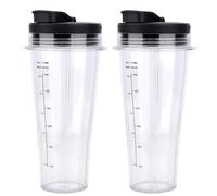 Vasos de repuesto con tapas para licuadora Ninja - 2 piezas de repuesto para licuadora Ninja NC300UK BN750UK BN800UK BN495UK CB350UK CB150UK CB100UK