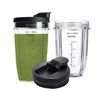 Vasos de repuesto de 18 onzas compatibles con la licuadora Ninja Nutri BN401, SS101, BN400, BN800, BN801, con tapas mejoradas para beber y sellar, convenientes para beber directamente. (paquete de 2)