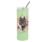 Vasos de viaje delgados con aislamiento de acero inoxidable de doble pared de 20 oz, dise o de flores verdes de Caroline's Treasures, Bouvier des