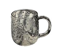 vasos de vidrio Taza de cristal con asa y relieve copo nieve, 325 ml(Grey)