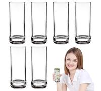 Vasos de vidrio - Vasos clásicos transparentes reutilizables de 290 ml | 6 piezas de vasos para agua, cerveza, whisky, cócteles, café helado, té, piscina, al aire libre, hogar, patio