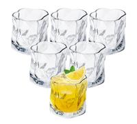 Vasos de Whisky de Cristal Irregulares 6 Unidades 200ml, Vaso Whisky con Diseño Plegado Asimétrico, Vasos De Whisky Irregulares para Scotch, Cóctel, Longdrink, Té, Cristal Resistente al Lavavajillas