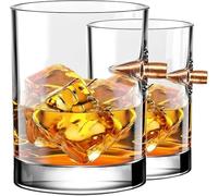 Vasos de Whisky Kugel, Jarras Artesanales de Vidrio, Jarra de Cerveza con Bala Creativa, Copas de Vino para el Hogar para Scotch Bourbon Padre Regalo de Cumpleaños Navidad San Valentín Cristal (A-2pc)