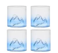 Vasos de whisky, vaso de cristal de montaña para beber, vidrio moderno para cócteles, whisky escocés, coñac, bourbon, 200mL & 300mL (7oz blue, 4pcs)