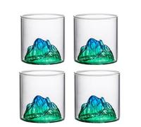 Vasos de whisky, vaso de cristal de montaña para beber, vidrio moderno para cócteles, whisky escocés, coñac, bourbon, 200mL & 300mL (green, 4pcs)