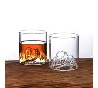Vasos de whisky, vaso de cristal de montaña para beber, vidrio moderno para cócteles, whisky escocés, coñac, bourbon, 200mL & 300mL (7oz clear, 2pcs)