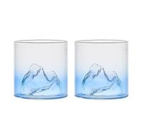 Vasos de whisky, vaso de cristal de montaña para beber, vidrio moderno para cócteles, whisky escocés, coñac, bourbon, 200mL & 300mL (7oz blue, 2pcs)