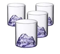 Vasos de whisky, vaso de cristal de montaña para beber, vidrio moderno para cócteles, whisky escocés, coñac, bourbon, 200mL & 300mL (7oz purple, 4pcs)