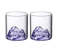 Vasos de whisky, vaso de cristal de montaña para beber, vidrio moderno para cócteles, whisky escocés, coñac, bourbon, 200mL & 300mL (7oz purple, 2pcs)