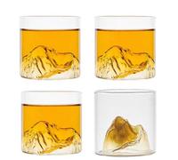 Vasos de whisky, vaso de cristal de montaña para beber, vidrio moderno para cócteles, whisky escocés, coñac, bourbon, 200mL & 300mL (7oz gold, 4pcs)