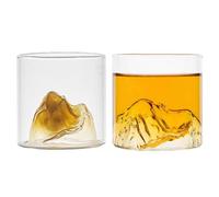 Vasos de whisky, vaso de cristal de montaña para beber, vidrio moderno para cócteles, whisky escocés, coñac, bourbon, 200mL & 300mL (7oz gold, 2pcs)