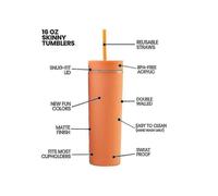 Vasos delgados de acrílico de 16 oz en stock, colores mate, botella de agua de doble pared, plástico