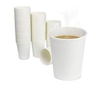 Vasos Desechables Café -100% Biodegradables, Reciclables - Vasos Cartón para Café, Agua, Apto Bebidas Calientes y Frias, Color Blanco, Vasos Papel para Fiesta (200 Vasos - 200 Paletinas, 200ml)