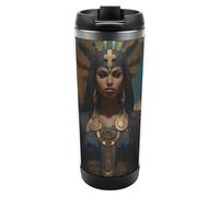 Vasos épicos de diosas egipcias con tapa, taza de café de acero inoxidable, taza aislada para casa, oficina, viajes