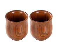 Vasos fabricados en madera para el uso con bebidas - 2 unidades tazas de bebidas de madera estilo retro | Vaso tradicional para agua, para comedor, cafetería, encimera de café, café y té expreso L
