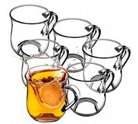 Vasos KADAX con asa para té y café, vasos de té de vidrio grueso, 320 ml, 6