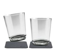 Vasos magnéticos de Silwy, antideslizantes, resistentes contra los golpes, con imán integrado y posavasos metálico, para camping, barcos, niños, gris perla, 2x0.25l