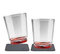 Vasos magnéticos de Silwy, antideslizantes, resistentes contra los golpes, con imán integrado y posavasos metálico, para camping, barcos, niños, Ready Red, 2x0.25l