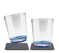 Vasos magnéticos de Silwy, antideslizantes, resistentes contra los golpes, con imán integrado y posavasos metálico, para camping, barcos, niños, Lui Blue, 2x0.25l