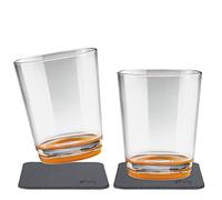 Vasos magnéticos de Silwy, antideslizantes, resistentes contra los golpes, con imán integrado y posavasos metálico, para camping, barcos, niños, Hup Orange, 2x0.25l