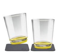 Vasos magnéticos de Silwy, antideslizantes, resistentes contra los golpes, con imán integrado y posavasos metálico, para camping, barcos, niños, Oh Yellow, 2x0.25l