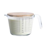 Vasos medidores de cocina - 8.46 x 4.92 pulgadas, recipientes de vidrio para suministros de hornear, herramientas de cocina aptas para microondas con tapa, ideal para mezclar alimentos líquidos de