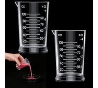 Vasos medidores de tinte para el cabello de 4 onzas, 2 vasos graduados de plástico fáciles de leer, jarras de mezcla graduadas transparentes, vaso líquido de plástico con escala graduada para uso en