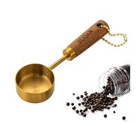 Vasos medidores dorados, cucharas medidoras de acero inoxidable con mango de madera, utensilios de cocina dorados, taza medidora seca y líquida para hornear y cocinar