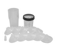 Vasos mezcladores de pintura automotriz, pistolas pulverizadoras, vasos y tapas, vasos de mezcla de pintura, herramienta agitadora de 5 tapones con anillo de retención, 10 tapas de medición de