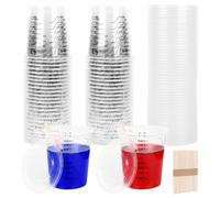 Vasos Mezcladores Vasos Medidores Pintura 600ml 50Pcs Vasos Mezclador Con Escala y Varillas para Líquidos Pinturas Pigmentos (500ml-50pcs)