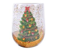 Vasos navideños aislados - Taza de cristal de doble capa estilo navideño, taza vacía con estrella antiquemaduras, taza de deseos navideños de doble capa con lentejuelas fluidas, taza de cristal P