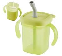 Vasos para ancianos Vaso para sorber para adultos a prueba de derrames de 310 ml con pajita Vasos de plástico para disfagia con doble asa y tapa para niños, ancianos, pacientes discapacitados, matern