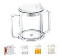Vasos para ancianos vaso para sorber para adultos a prueba de derrames de gran capacidad vasos de plástico transparente para disfagia con doble asa y tapa para pacientes mayores discapacitados materni
