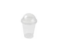 Vasos para batidos con tapas de cúpula con agujero de 500 ml (paquete de 50) transparentes, perfectos para batidos, jugos, batidos, bebidas frías y gruesas (500ML Tapa con Agujero)