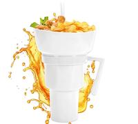 - Vasos para beber - combinación portátil y bebidas, vaso de aperitivos a prueba de fugas | Portaaperitivos con dos compartimentos, taza de viaje a prueba de fugas para niños y adultos, recipiente