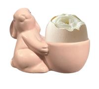 Vasos para huevos duros, bonito diseño de conejo de Pascua de resina, soporte de huevo individual para desayuno, para cocina, hogar, restaurante, apartamento, sala de estar, dormitorio, anillos
