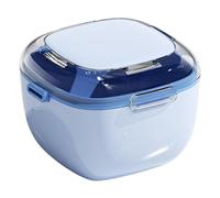 Vasos para prótesis dentales, taza portátil para prótesis con cesta coladora, soporte de limpieza de dentaduras postizas, fácil de usar y limpiar, compacto y portátil, amarillo, azul claro, 9,5 x 9,5