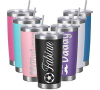 Vasos Personalizados con Tapas y Pajitas, Vasos de Acero Inoxidable Grabados con Láser Personalizados de 20 oz con Texto de Nombre Taza de Café Aislada Personalizada Regalo para Mujeres y Hombres