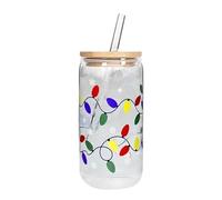 Vasos que cambian de color, vasos de Navidad que cambian de color, con tapa y popote, botella de vidrio reutilizable con reacción térmica, perfecta para chocolate caliente, agua fría, leche,