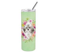 Vasos t rmicos de viaje delgados de acero inoxidable de doble pared de 20 oz con dise o de cachorro Shih Tzu y flores verdes de Caroline's Treasu