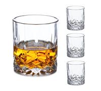 Relaxdays Juego de 4 vasos de whisky transparente