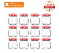 Vasos Yogurtera de Cristal 150 ml con Metálica, Tarros de Vidrio para Yogur , Natillas, Pudding, , Mermeladas y Conservas