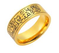 VASSAGO 8MM Anillo para Hombres Mujeres Islámico Musulmán Anillo de Allah Anillos Islámicos Regalos para Hombres Islam Árabe Anillos Anchos de Acero Inoxidable Tamaño 54,4 57 60