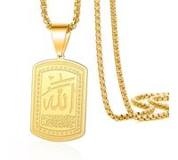 VASSAGO Allah Collar Islámica de acero inoxidable collar musulmán encantos religiosos Joyería Regalo para Mujeres Hombres (Collar de oro Allah)