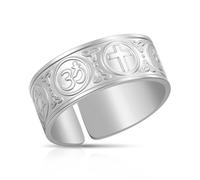 VASSAGO Anillo Coexist In Peace Convivir En Paz Anillos De Las Religiones Del Mundo Anillos De La Armonía Joyería Religiosa Ajustable Acero Inoxidable Amuleto Protector Regalo Para Mujer Y Hombre