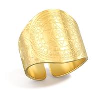 VASSAGO Anillo con símbolo Om para hombres y mujeres, acero inoxidable, Sri Yantra, sánscrito, Aum Ohm, mandala, anillo budista, curación, yoga, meditación, amuleto, joyería, regalo